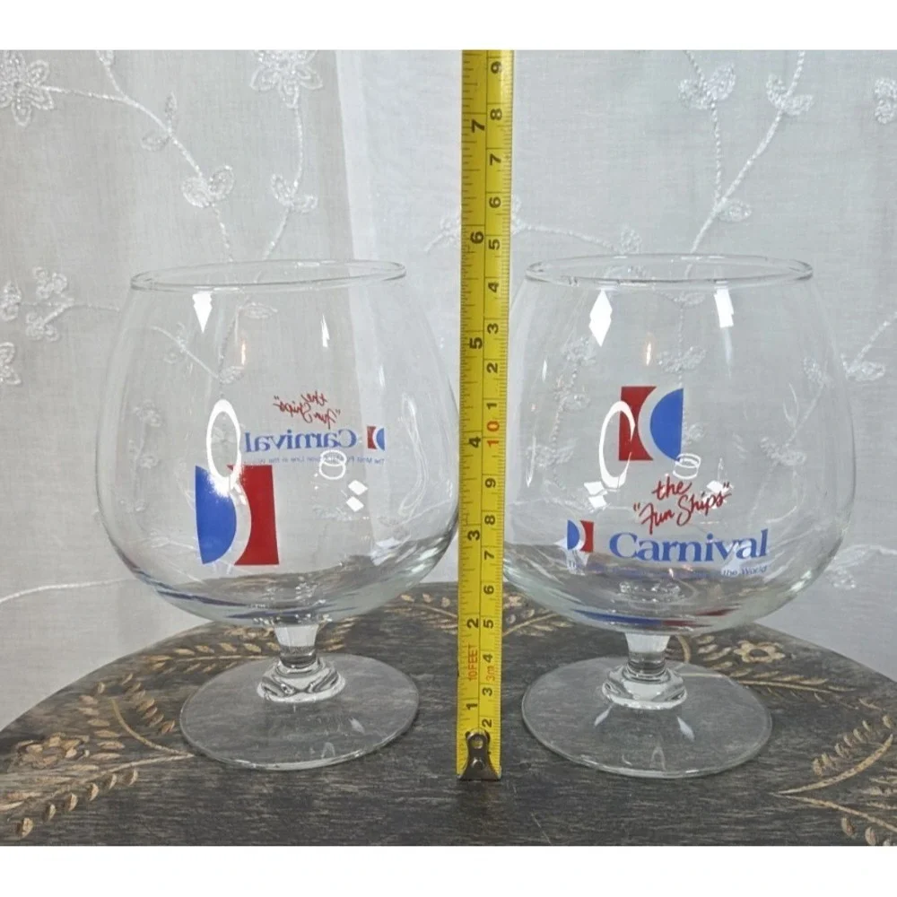 Carnival‎ Cruise Line the Fun Ships Brandy Sniffers Set of 2 Clear Glass